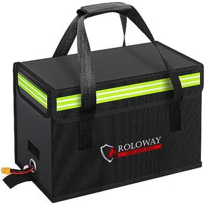 ROLOWAY Lipo Battery Bag Fireproof Bag (15 x 8.5 x 10 inch), Large Lipo Bag Fireproof Battery Bag, Lipo Safe Bag with Comfortable Handle, Reflective Strip, Lipo Charging Bag
