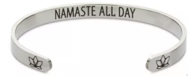 Zodaca Inspirational Silver Wrist Bracelet Cuff for Women, Namaste All Day, 2.6x2 In