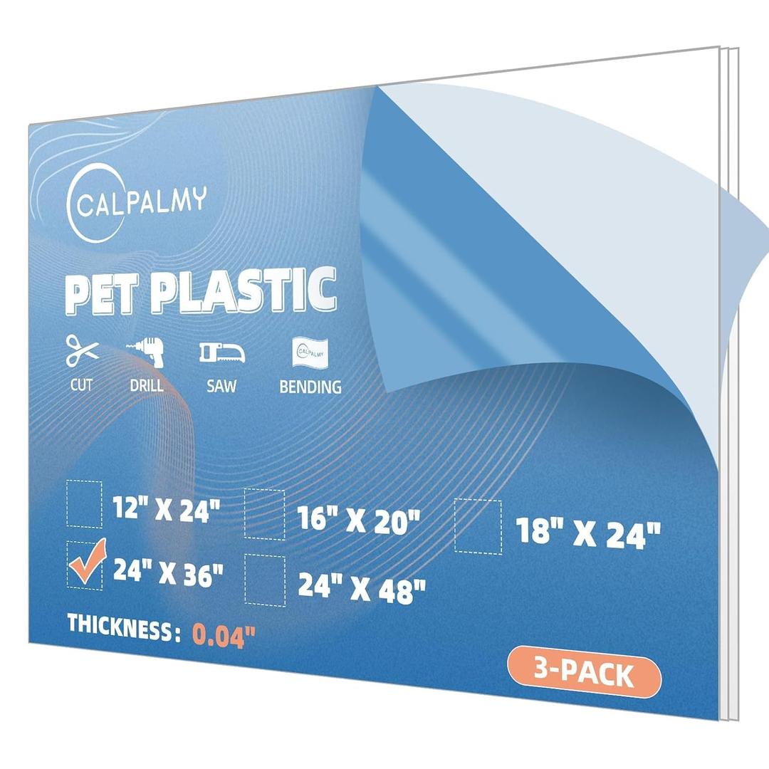 (2 Pack) PET Sheet Panels - 24 x 36 x 0.04 Plexiglass-Quality Lightweight and Shatterproof Glass Alternative Perfect for DIY Sneeze Guards, Face Shields, Railing Guards, and Pet Barriers