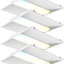 2x2 FT Center Basket LED Troffer Panel Light, 20/30/40W, 3 Color Options 3000K | 4000K | 5000K, Dimmable Drop Ceiling Lights, 2500/3750/5000 Lumens, Damp Rated, 120-277V, DLC Premium (4 Pack)
