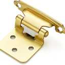 Ravinte 50 Pack (25 Pairs) 1/2" Overlay Cabinet Hinges, Self-Closing Semi-Concealed Face Mount, Satin Brass Decorative Hardware with Door Bumpers for Kitchen & Cupboard Doors, Gold