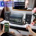 LoopTone Vinyl Record Player with Dual 15W External Speakers 10 in 1 3 Speed Bluetooth Vintage Turntable CD Cassette Player AM/FM Radio USB Recorder Aux-in RCA Line-Out (Black)