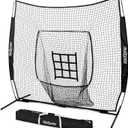 GoSports 7 ft x 7 ft Baseball & Softball Nets - Red, Black, or PRO -Practice Hitting & Pitching Net with Bow Type Frame, Carry Bag and Strike Zone, Great for All Skill Levels