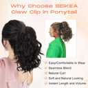 SEIKEA 10" Highlight Ponytail Extension Claw Short Thick Wavy Curly Jaw Clip in Fake Pony Tails Fake Hair Soft Natural Looking Synthetic Hairpiece for Women Dark Medium Blonde/White Blonde Highlights