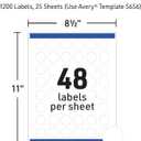 Avery Printable Round Labels, Sure Feed Technology, 1" Diameter, Matte White, Permanent Adhesive, Laser/Inkjet Printable, 1,200 Blank Labels, Great for Product Merchandising, Stickers, and More (5656)