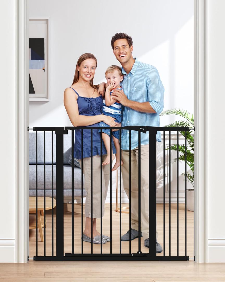 keny 36" Extra Tall Baby Gate for Doorways, Fits Openings 29.7" to 46" Wide, Auto Close Pressured Mounted Dog Gate for Stairs, No Drilling Easy Install Pet Gate, Black (29.7-46"Wide,36"Tall)