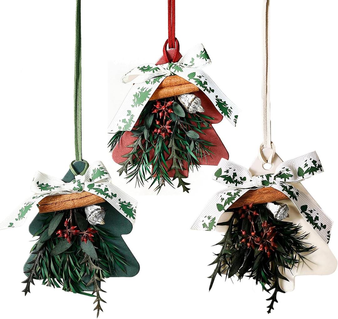 2 x Car Air Fresheners, Christmas Scented Hanging Ornaments, Winter Fir & Spice Gingerbread & Holiday Bonfire Scents Cards Air Freshener for Car, Home, Office, Holiday Dcor Gift  3 Pack