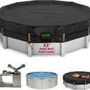 QH.HOME 550D 33 Ft Round Winter Pool Cover Tear Resistant Heavy Duty Fabric