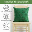 St Patricks Day Embroidery Decorative Throw Pillow Covers 18 x 18 Set of 2, Lucky Shamrock Clover Tufted Porch Outdoor Home Decor, Irish Spring Plush Faux Fur Jacquard Sofa Couch Cushion Case (Green)