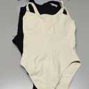 OQQ Women's 3 Piece Bodysuits Sexy Ribbed Sleeveless Square Neck Tank Tops Leotard 2025 Trendy Outfits Black Grey Beige Small