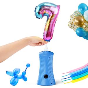 Balloon Pump Electric Balloon Pump Air Balloon Pump Balloon Blower Machine Portable Long Animal Blower Machine Blue/Orange/Pink/Purple Electric Balloon Pump Inflator for Party/Wedding/Birthday Decor