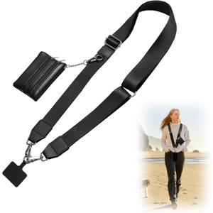 CUEDM Cell Phone Lanyard Crossbody,Adjustable Cell Phone Strap with Wristlet,Clip and Go Strap for Phone with Wallet