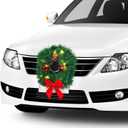 Christmas Car Decoration Wreath with Lights Christmas Car Wreath Accessories for Car, Truck, SUV or Any Car Grille, Mounting Equipment Included (Green)