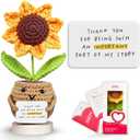 Gossby Handmade Positive Sunflower Doll Crochet Plant - Appreciation Thank You for Being an Important Part Gift for Coworker, Sister Friend, Teacher - Mothers Day, Christmas, Birthday Gift Women, Men