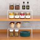 Kitchen Cabinet Shelf Organizer Set of 2, Large (15.7 x 9.4 inch) Metal Wire Pantry Storage Shelves, Dish Plate Racks for Cabinets, Freezer, Counter, Cupboard Organizers and Storage, White