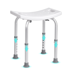 VEVOR Shower Stool, Height-Adjustable Bath Chair with Integrated Grips, Safe Seating Solution for Showers or Bathtubs, Anti-Slip Bathroom Bench for Seniors, Disabled, 350 lb Limit
