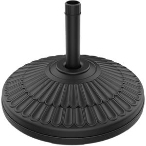 wikiwiki 80 Lbs Round Weighted Patio Umbrella Base, Free Standing Heavy Duty Base Water & Sand Filled Plastic Round Umbrella Base (Black)