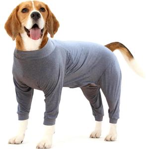 Dog Recovery Suit Abdominal Wound After Surgery Wear Prevent Licking Wounds E-Collar & Cone Alternatives Postoperative Shirt Dog Pajamas Long Sleeve Prevent Shedding (XX-Large, Grey) (2X-Large (Pack of 1))