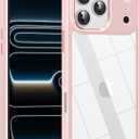 for iPhone 17 Pro case,Crystal Clear Hard PC Back +Soft TPU Frame Shockproof Military-Drop Protection,Classic Hybrid Case for iPhone 17 Pro-6.3"(Light Pink)
