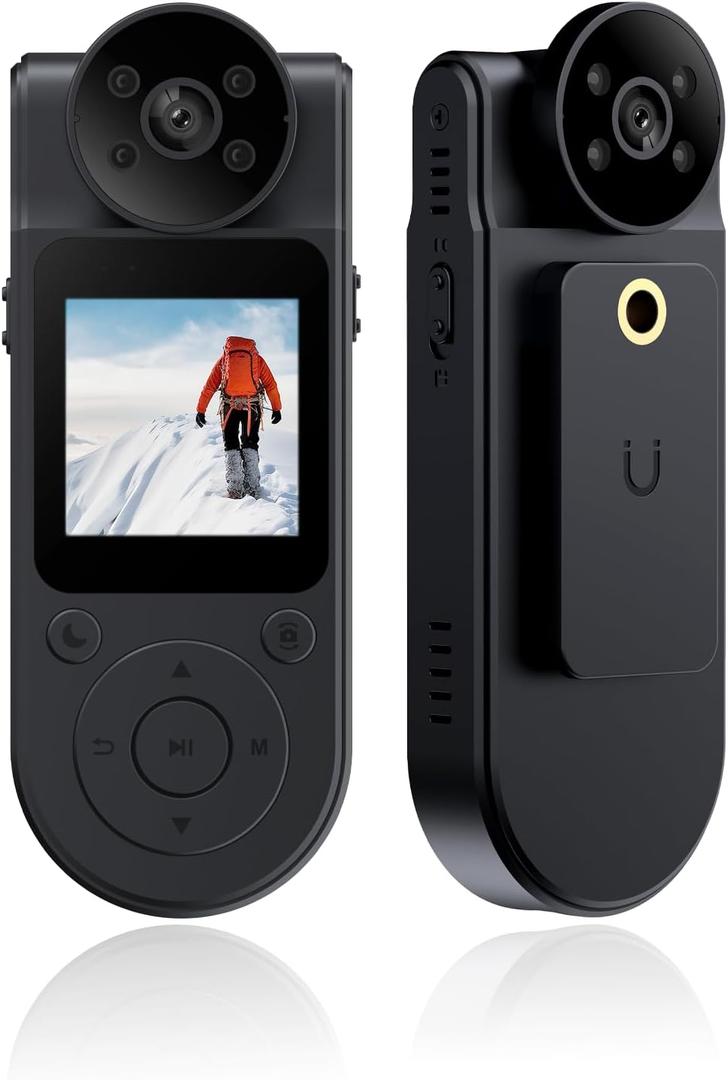 Tkiplay Mini Body Cameras with Audio and Video Recording, Portable Personal Body Cam, HD 1080P Bodycam, Small Personal POV Vlogging Body Camera, Wearable Clip on Camera for Shirt with Night Vision