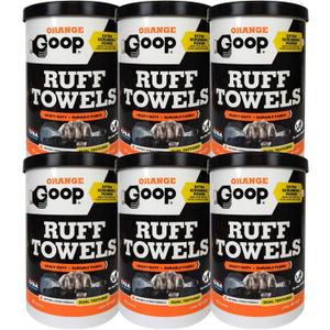 GOOP Heavy Duty Ruff Towels with Scrubbing Power, 10” x 12” Dual Textured Multi-Purpose Cleaning Wipes, Removes Dirt, Grease, Oil - 6 Pack