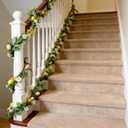 5.9ft Easter Garland Easter Decor Eggs Wild Flowers Garland Wreath Artificial Spring Flower Garlands with Pastel Eggs & Daisy Flower for Indoor and Outdoor