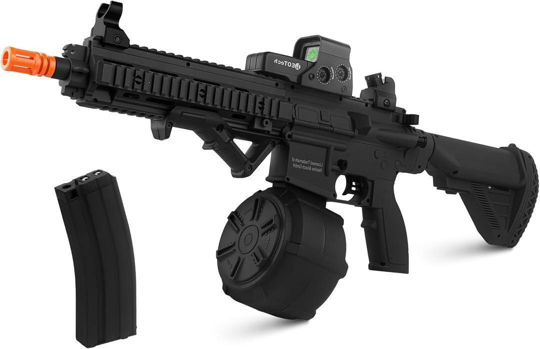 Gel Toy 90 Ft,150+ FPS Electric Full Auto Gel Outdoor Games Easter Toy with Drum Magazine and Goggles, Ages 14+ Years