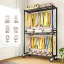 HYSEYY Rolling Clothes Rack Heavy Duty Clothing Rack for Hanging Clothes