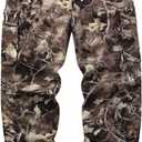 Men's Camo Drawstring Waist Cargo Pants Allover Print Long Trousers Streetwear with Pockets (Large, Yellow)