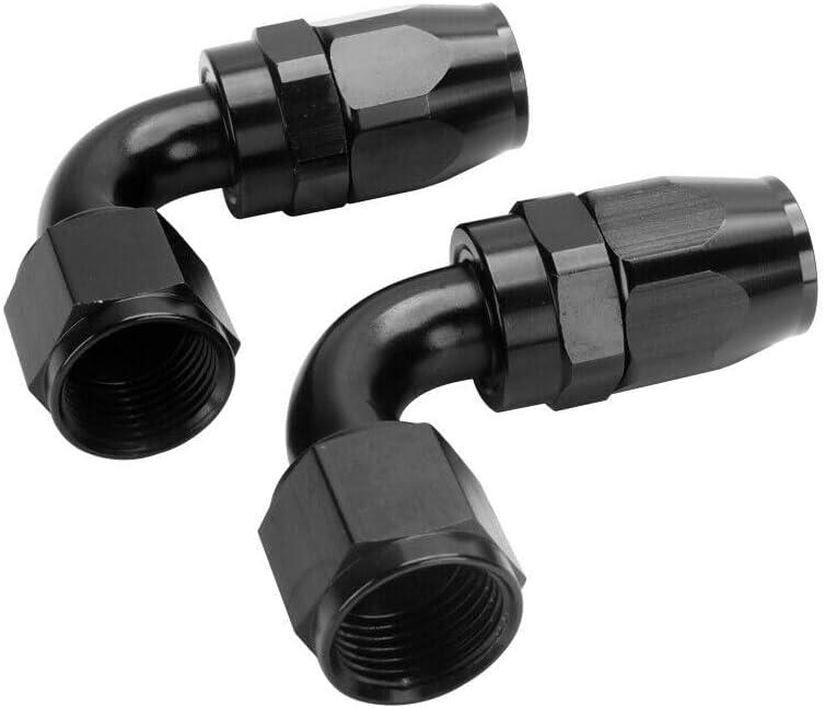 LokoCar 10AN Hose End Fitting 90 Degree Swivel For CPE Braided Hose Black 2Pcs