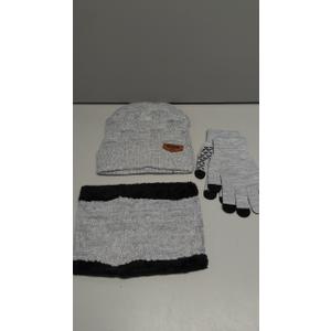 3-Pieces Winter Beanie Hat Scarf and Touch Screen Gloves Set Warm Knit Skull Cap for Men Women