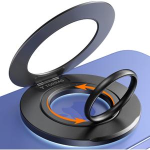 TORRAS 2024 Newest Thin for MagSafe Phone Grip Ring Holder [Dual-Ring] for Popsocket MagSafe Kickstand Magnetic for iPhone 16/15/14/13/12/11 Samsung, Google Accessories, Black