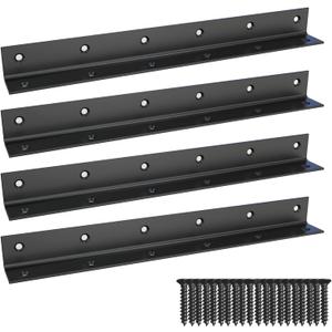 L Bracket,Heavy Duty Corner Brace,Stainless Steel Shelf Bracket,Black Large Angle Brackets, Metal Braces for Wood Aufuga (4, 11*1*1inch)