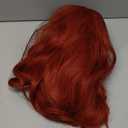 Red Wig With Bangs Long Red Culry Wavy Women's Wig Natural Looking Heat Resistant Bangs Wig for Daily Cosplay Halloween Party Use (Red,26 Inches)