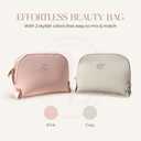 2 x Small Makeup Bag For Purse - Elegant & Compact Cosmetic Pouch For On-The-Go Beauty - Travel Essentials (Gray)