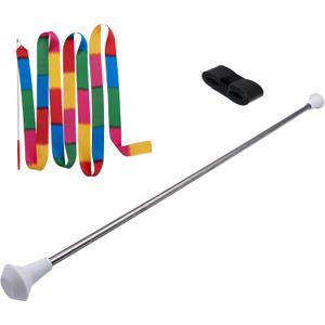 MVG Twirling Marching Baton 28 in stainless steel rubberized ends mini shaft 3/8 with dancing ribbon. Adult Baton.