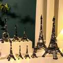 Hicarer 9 Pcs Eiffel Tower Statue Decor 5-15 Inch 5 Size Alloy Metal Paris Eiffel Tower Craft French Party Decoration for Living Room Table Stand Holder Collectible Gift(Black)