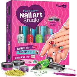 Nail Art Studio for Girls - Birthday Gift - Nail Polish Kit for Kids Ages 7-12 Years Old - Girl Gifts Ideas - Gift Set - Girly Stuff - Polish, Pens, Glitter, Stickers, Gems, Filer - 8-12 Year