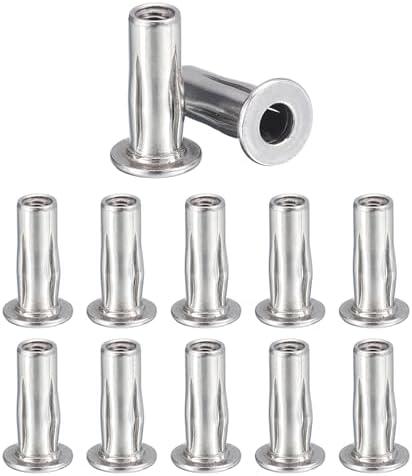 Awclub M5 Multi-Grip Rivet Nuts, 10pcs Pre-Bulbed Shank Flat Head Threaded Insert Nut 304 Stainless Steel Plus Nuts Construction Fasteners for Industrial