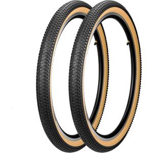 2 Pack Mountain Bike Tire 20" 22" 24" 26" 27.5" 29" Strong Grip Compatible Replacement Bicycle Tire for MTB Mountain Bicycle (Brown Side Wall (2 Tires))