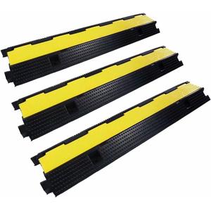 Rubber Cable Ramp Cord Cover Cable Protector Ramps Wire Hose Protective 1 Channel 22000Lbs Load Capacity Traffic Speed Bump for Asphalt Concrete Gravel Driveway Indoor Outdoor, 3 Pack