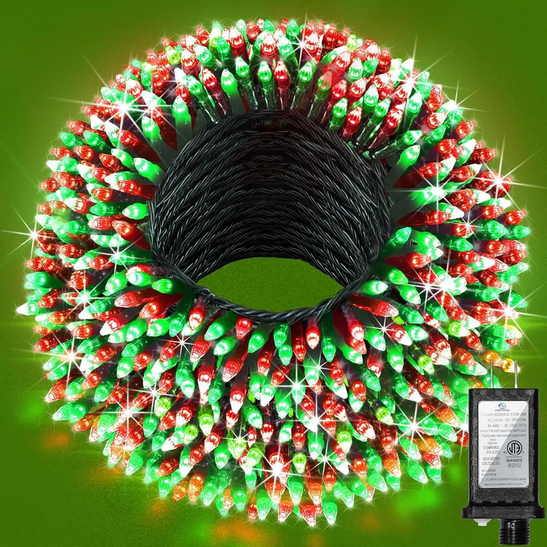 470FT Christmas Lights Outdoor, 1500 LED Christmas Tree Decoration Lights with 12 Modes & Timer Memory, Dimmable Plug In Waterproof LED Xmas Light for Yard Trees Wedding Party Holiday Red & Green