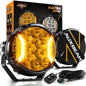 Auxbeam V-Ultra Series 5" 172W Side Shooter Offroad Fog Lights, Amber DRL Function 3 Modes, 270 Degree Wider Range, 20400LM Round LED Pods Light Bar with Protective Covers, Pair