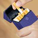 2 x Cigarette Case, Woven Pattern with Elastic Switch, Up to 20 Cigarettes for 85mm King Size (Blue)