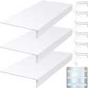 Hoolerry 3 Pcs 33 x 16 Inch Foamed PVC Wire Rack Covers for Removable Closet Decoration(Not Wood) Don't Bear Too Much Weight Pantry Shelves Covers for Bathroom Kitchen Shelving(White)