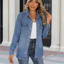 luvamia Jean Jackets for Women 2026 Fall Fashion Oversized Button Down Denim Jacket Western Shacket Jacket with Pockets (XXL)