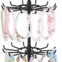 Mkono Bracelet Holder Gold Metal Rotating Bracelet Display Stand 3 Tier Jewelry Tower rack with 36 Hooks and Wood Base Modern Adjustable Storage Organizer Tree for Selling KeyChain Bangle Accessories
