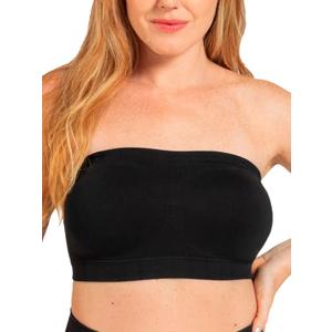 Truekind Wireless Strapless Bra, Bandeau Bra, Small to Plus Size Strapless Bras for Women, Tube Top (Black, M)