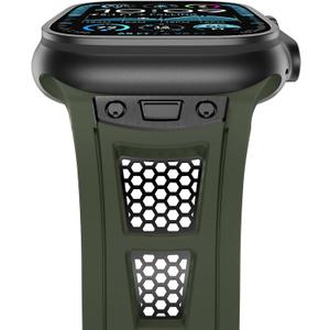 NewWays for Apple Watch Ultra 2 Band 49mm Series 10 46mm 45mm 44mm for Men, Hexagonal Titanium Mesh Wide Sport Liquid Silicone Rubber Band for Apple Watch Band iWatch Ultra Luxury Design