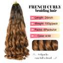 French Curl Braiding Hair 24 inch 6 Packs Loose Wave Bouncy Braiding Hair Pre Stretched 100/pack Yaki Curly Crochet Hair for Black Women Hair Extensions(24 inch(pack of 6),4/30)